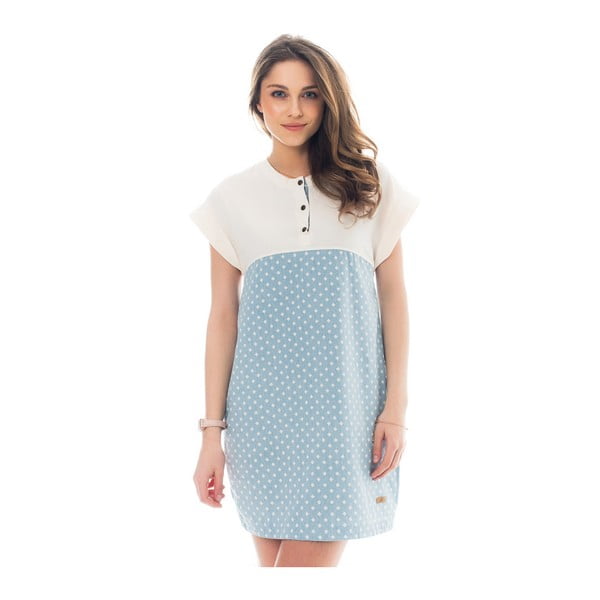 Niebiesko-biała sukienka w kropki Lull Loungewear Tiendes, rozm. S