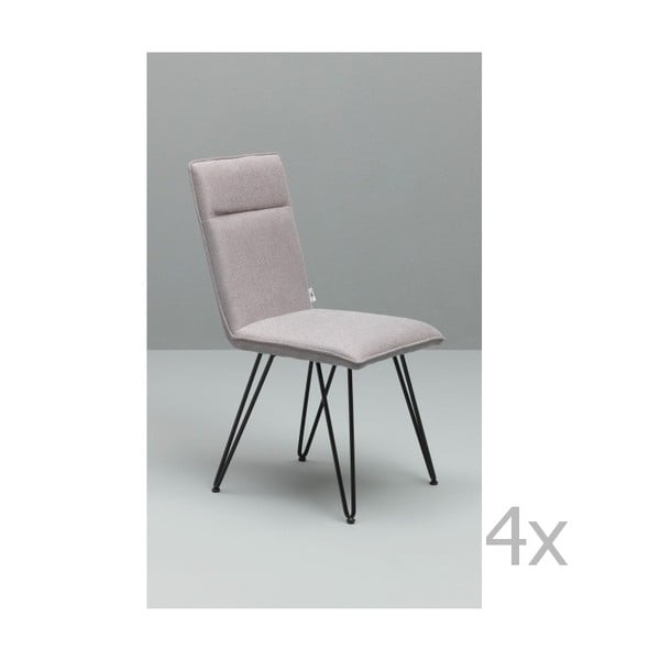 Zestaw 4 jasnoszarych krzeseł z czarną konstrukcją Design Twist Elice