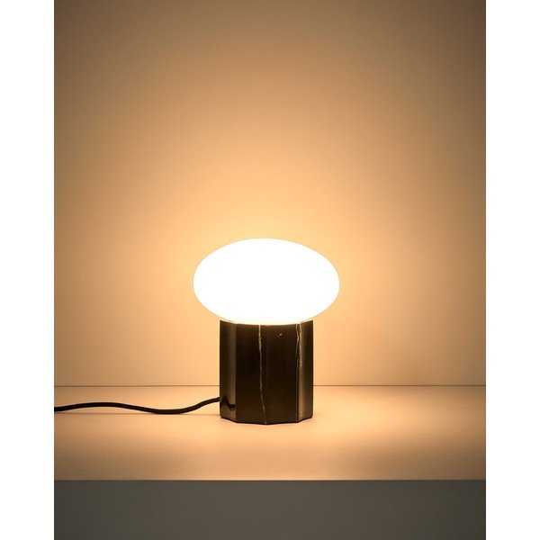 Biała/czarna metalowa lampa stołowa ze szklanym kloszem (wysokość 20 cm) Idela – Kave Home-image-1
