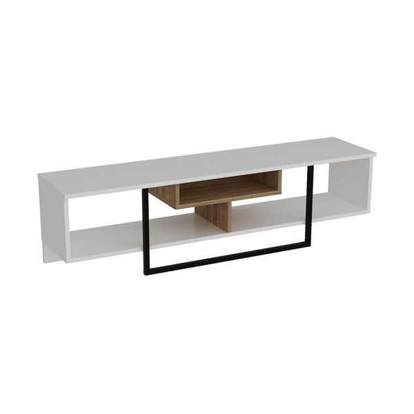 Biała szafka pod TV w dekorze dębu 149x40 cm Asal – Kalune Design