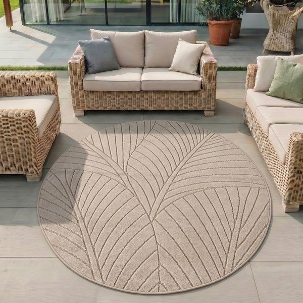 Beżowy okrągły dywan odpowiedni na zewnątrz ø 120 cm Nova 1203 – Ayyildiz Carpets-image-1