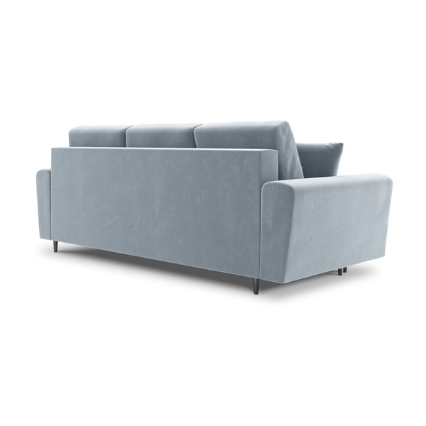 Jasnoniebieska aksamitna rozkładana sofa ze schowkiem 235 cm Kyoto – Cosmopolitan Design-image-3