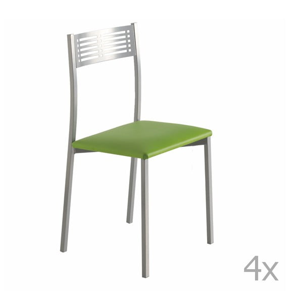 Zestaw 4 zielonych krzeseł do jadalni Pondecor Fidel