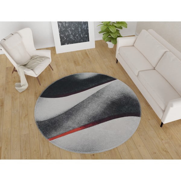 Czarno-biały okrągły dywan odpowiedni do prania ø 100 cm – Vitaus-image-1