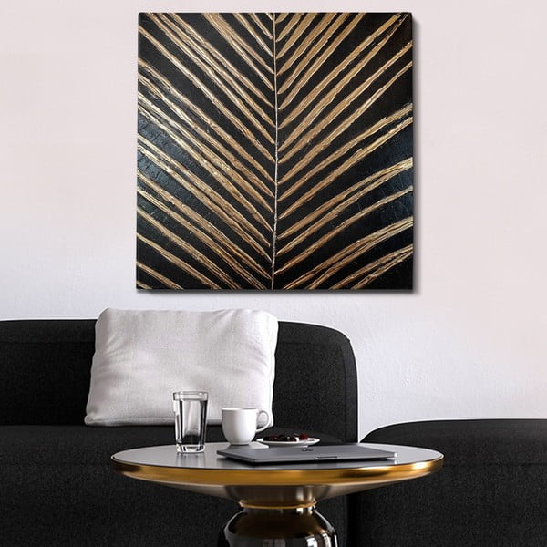Ręcznie malowany obraz 70x70 cm Palm Leaf – Wallity-image-1