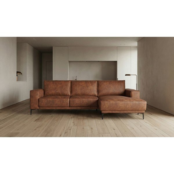 Koniakowy narożnik z imitacji skóry (prawostronny) Copenhagen – Scandic-image-4