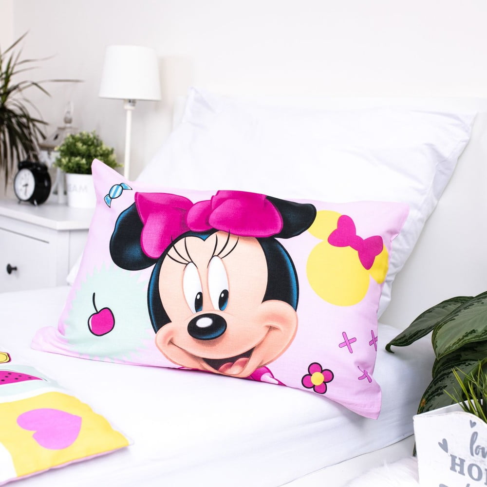 Różowa bawełniana pościel dziecięca do łóżeczka 100x135 cm Minnie "Sweet" – Jerry Fabrics (zdjęcie 4)