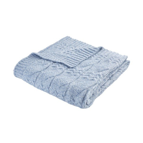 Niebieski koc dzianinowy 150x200 cm Cable Knit – Bianca-image-2