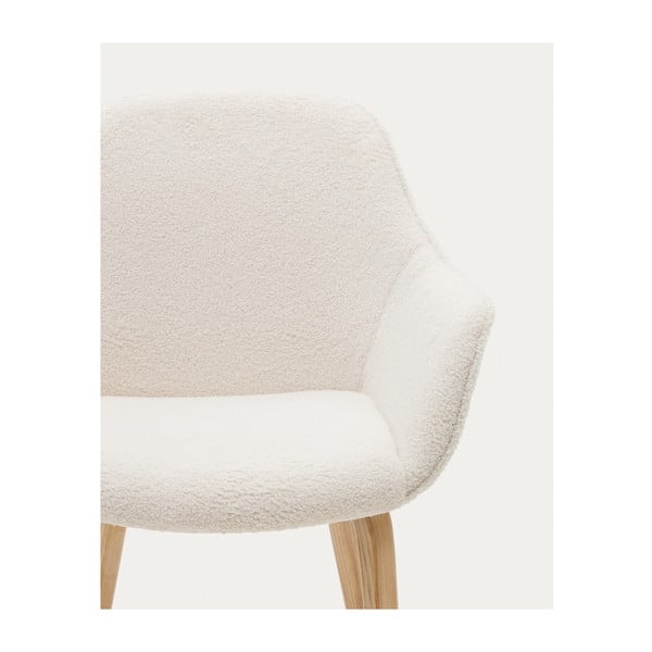 Biały tapicerowany fotel jadalniany Aleli – Kave Home-image-1