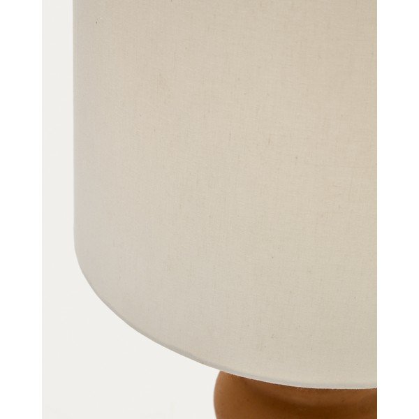 Kamienna lampa stołowa w naturalnym kolorze z tekstylnym kloszem (wysokość 55 cm) Madsen – Kave Home-image-4