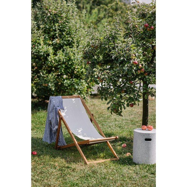 Beżowy składany leżak ogrodowy z drewna akacji Bonami Essentials Deck-image-1