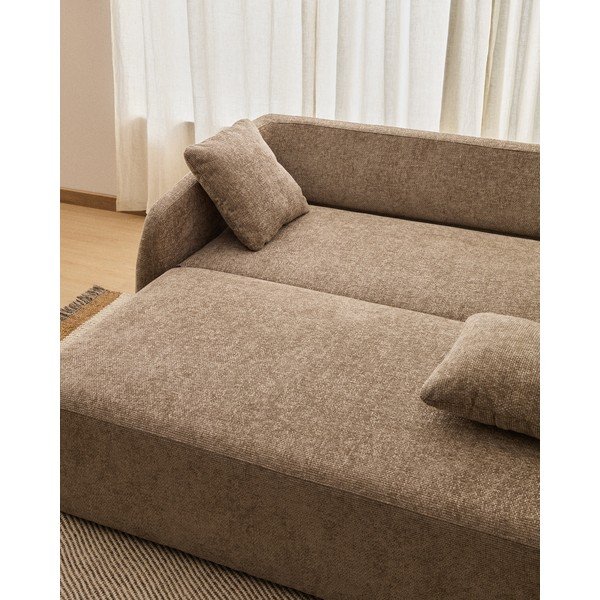 Szarobrązowa rozkładana sofa z tkaniny szenilowej 218 cm Laira – Kave Home-image-4