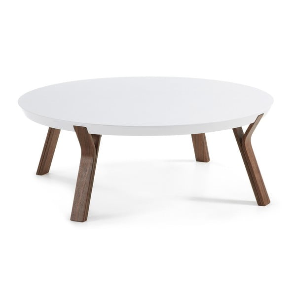 Biały stolik z ciemnobrązowymi nogami La Forma Solid, Ø 90 cm