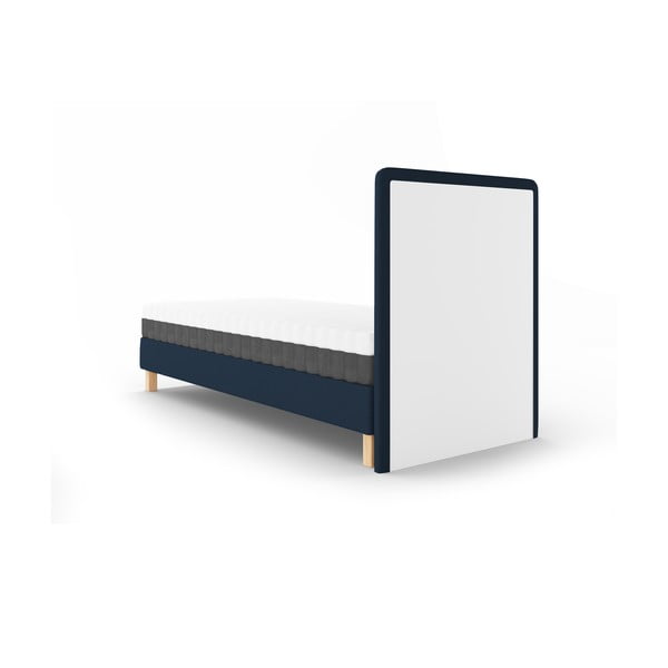 Ciemnoniebieskie tapicerowane łóżko jednoosobowe ze stelażem 90x200 cm Lotus – Cosmopolitan Design-image-3