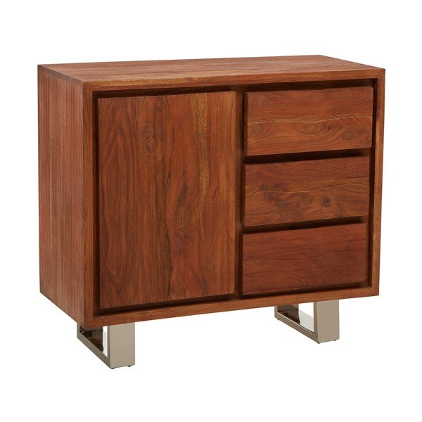 Komoda z litego drewna akacjowego w ciemnym naturalnym kolorze 92x82x40 cm Simla – Premier Housewares