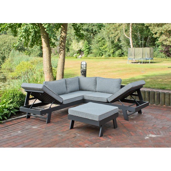 Szary aluminiowy zestaw mebli ogrodowych dla 4 osób Donna – Garden Pleasure-image-2