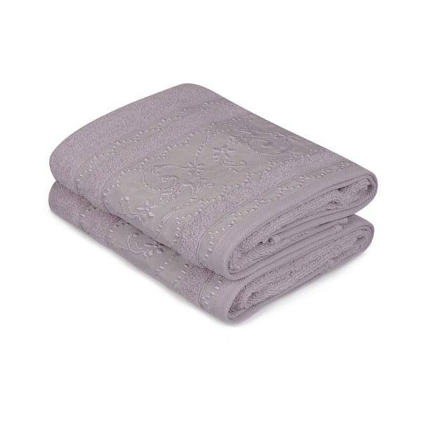 Zestaw 2 lawendowo-fioletowych ręczników Yosemine