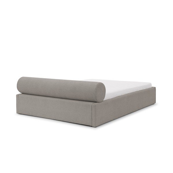 Jasnoszare tapicerowane łóżko dwuosobowe ze schowkiem i stelażem 200x200 cm Cille – Ropez-image-3