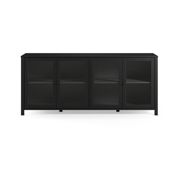 Czarna witryna z litego drewna sosnowego 186x80x40 cm Alessandra – Marckeric-image-2