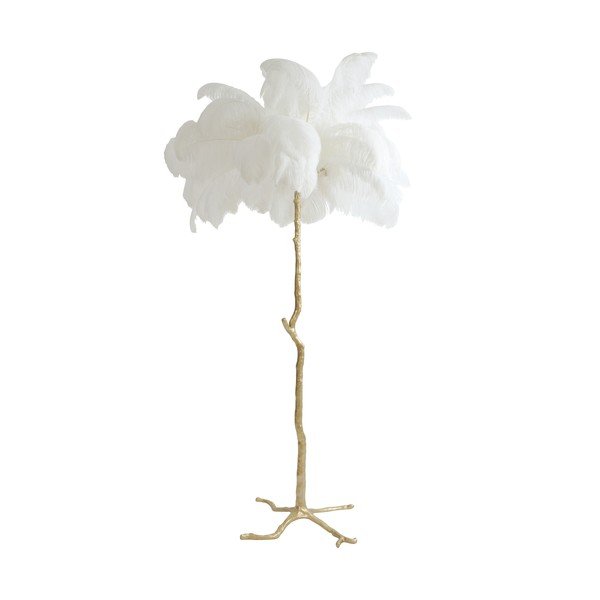 Lampa stojąca w biało-złotym kolorze z kloszem z pierza (wysokość 180 cm) Feather – Light & Living-image-3