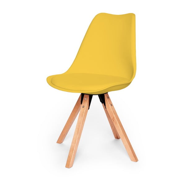 Zestaw 2 żółtych krzeseł z konstrukcją z drewna bukowego Bonami Essentials Gina