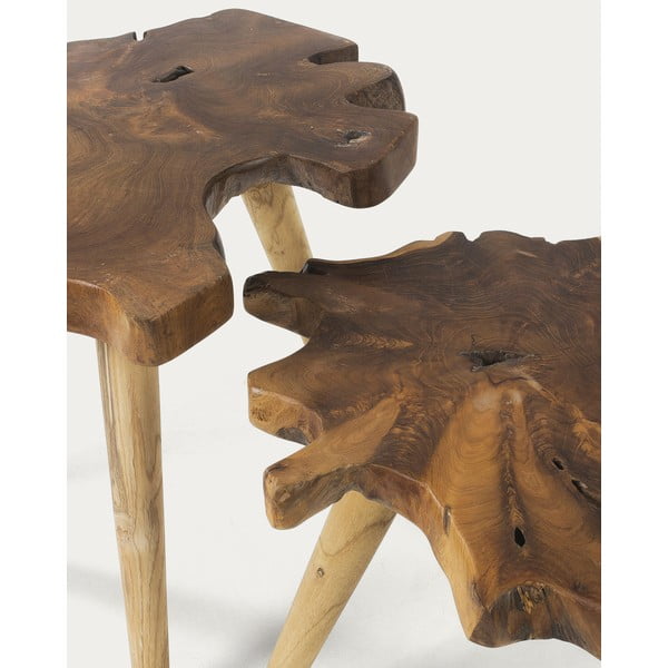 Stoliki zestaw z litego drewna tekowego 2 szt. 50x60 cm Hattie – Kave Home-image-1
