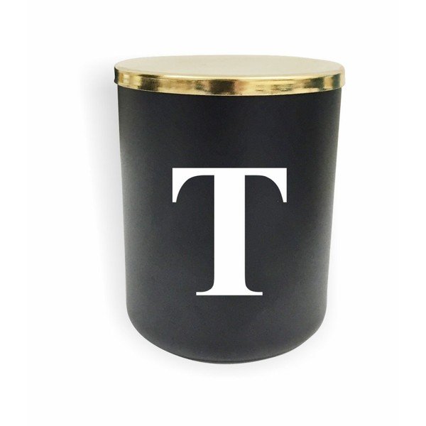 Czarno-biała świeczka North Carolina Scandinavian Home Decors Monogram Glass Candle T