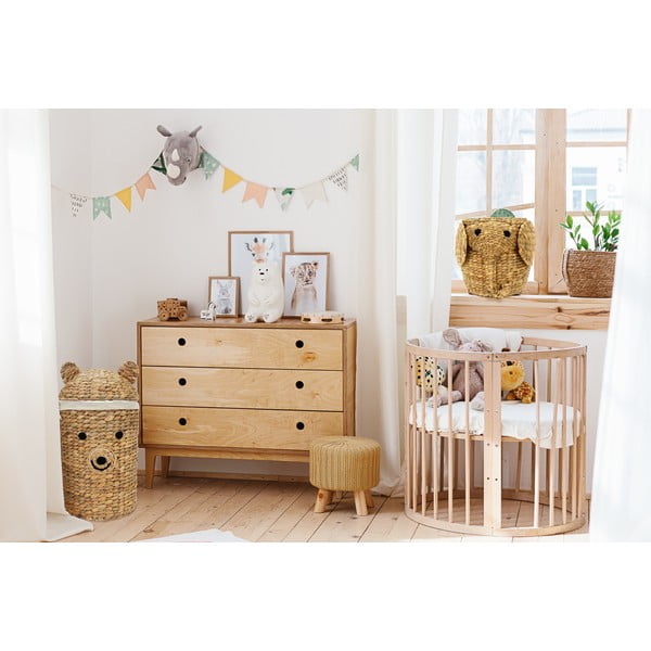 Dziecięcy kosz na zabawki z hiacyntu wodnego w naturalnym kolorze ø 30x56 cm Bear – Compactor-image-2