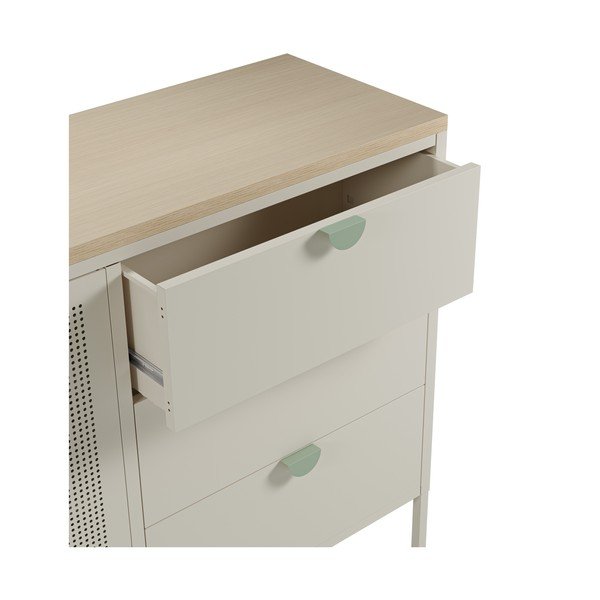 Kremowa/w naturalnym kolorze metalowa komoda 140x90x40 cm Sayla – Marckeric-image-3
