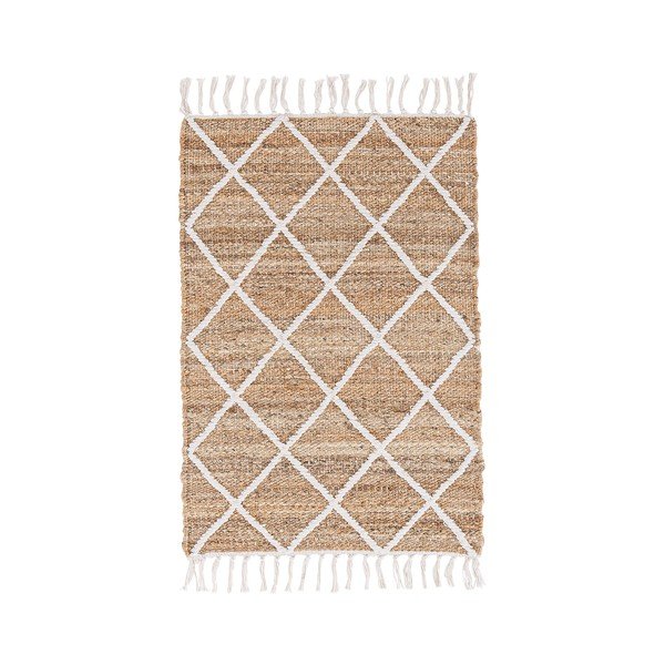 Biały/w naturalnym kolorze dywan z juty tkany ręcznie 60x90 cm Shaila – Bizzotto
