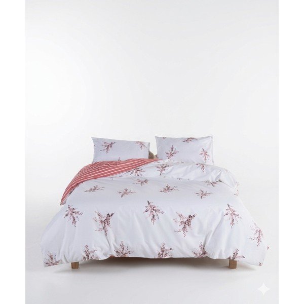 Biało-różowa pościel jednoosobowa z bawełny renforcé 140x200 cm Breeze Floral – Mila Home Luxury