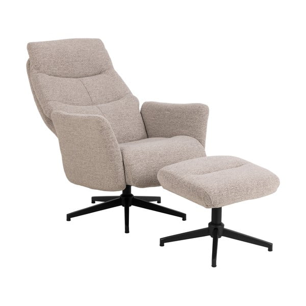 Beżowy fotel wypoczynkowy z materiału bouclé London – Actona-image-3