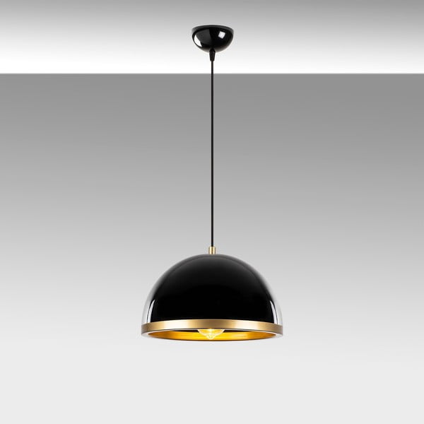 Lampa wisząca w czarno-złotym kolorze z metalowym kloszem ø 30 cm Ferenci – Opviq lights