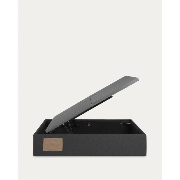 Czarne tapicerowane łóżko dwuosobowe ze schowkiem 160x200 cm Matters – Kave Home-image-4