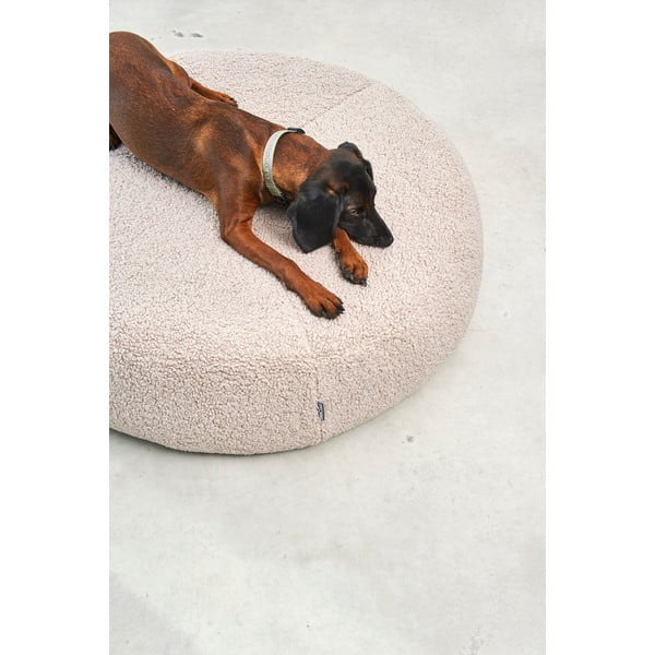 Beżowe legowisko dla psów z materiału bouclé ø 90 cm Senso Pouffe Greige M/L – MiaCara-image-1