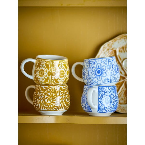 Niebiesko-pomarańczowe kamionkowe filiżanki na espresso zestaw 4 szt. 155 ml Milton – Bloomingville-image-2