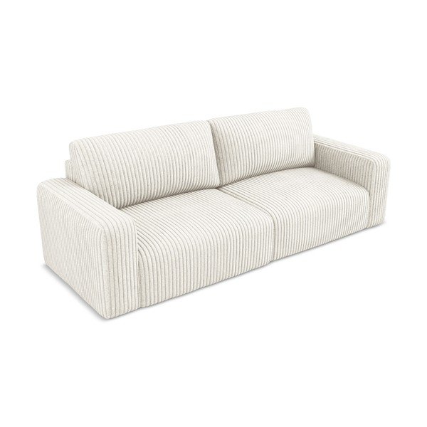 Kremowa sztruksowa rozkładana/ze schowkiem sofa 252 cm Kona – Makamii-image-3