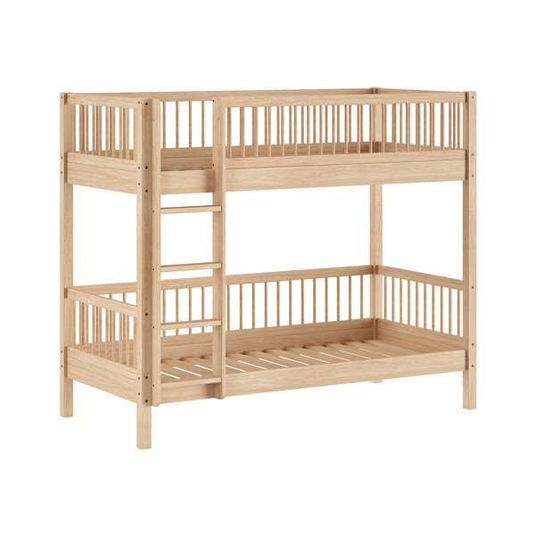 Piętrowe łóżko dziecięce z litego drewna bukowego ze stelażem 90x200 cm w naturalnym kolorze Forrest – Vipack-image-2