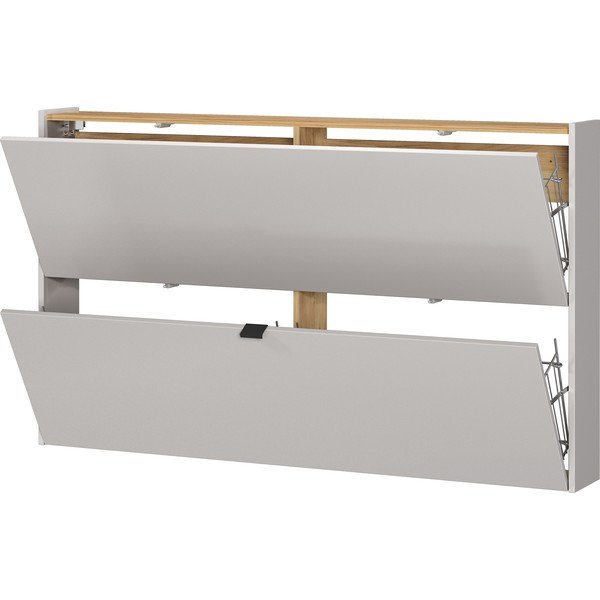 Kremowa uchylna/wisząca szafka na buty w dekorze dębu 140x83x18 cm Ameca – Germania-image-3