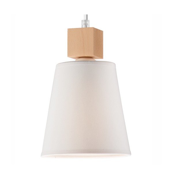 Biała lampa wisząca z tekstylnym kloszem ø 15 cm Enrico – LAMKUR-image-3