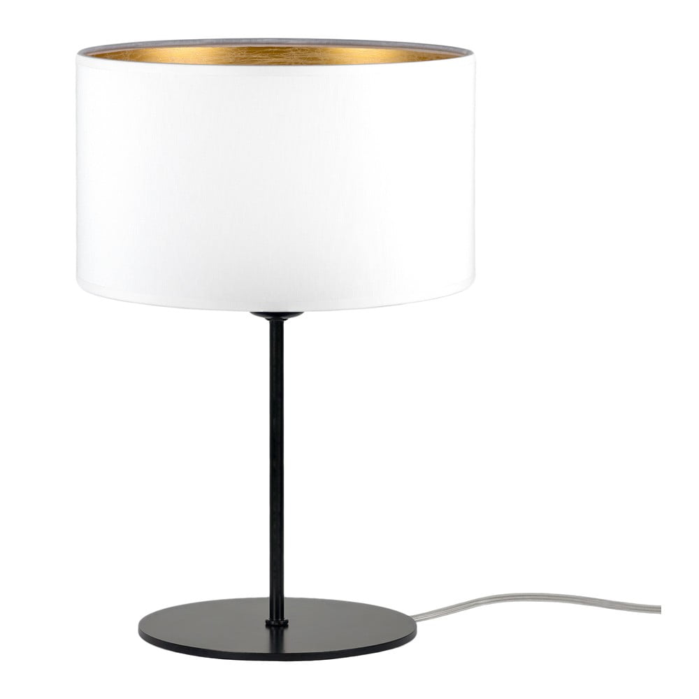 Biała lampa stołowa z detalem w złotym kolorze Bulb Attack Tres S, ⌀ 25 cm