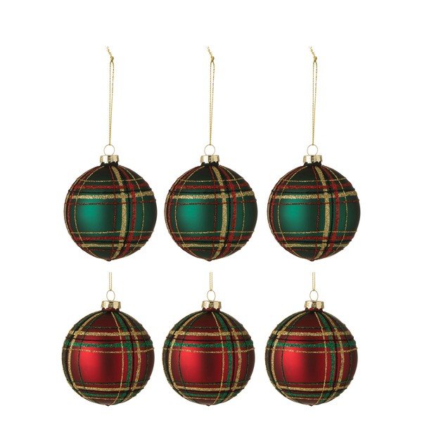 Zestaw 6 szklanych bombek J-Line Traditional