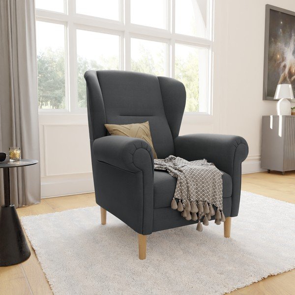 Ciemnoszary fotel typu uszak Swan – Ropez-image-3