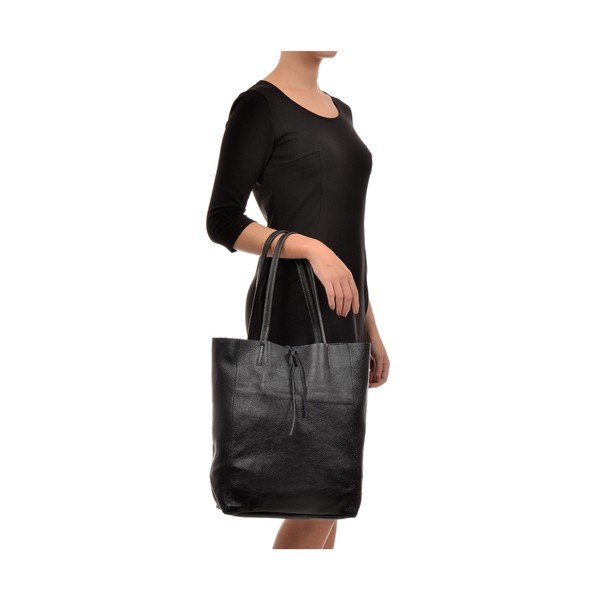 Czarna damska skórzana torebka Sofia Cardoni Shopper-image-2