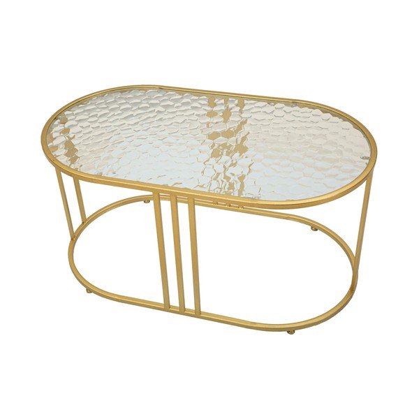 Stolik w biało-złotym kolorze ze szklanym blatem 50x90 cm Antalia – Mauro Ferretti-image-2