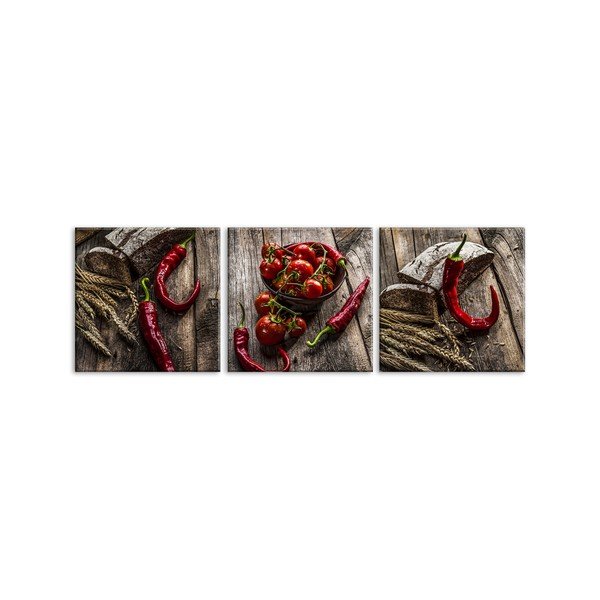 Zestaw 3 obrazów Styler Glasspik Set Red Peppers