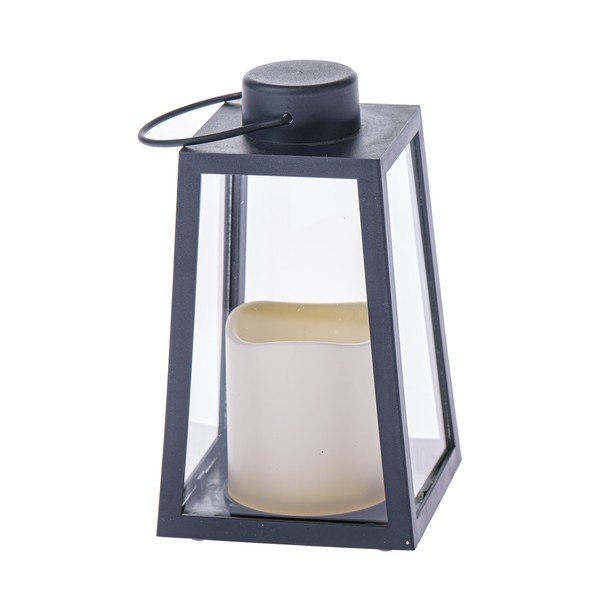 Czarny lampion LED na baterie (wysokość 18 cm) – Dakls