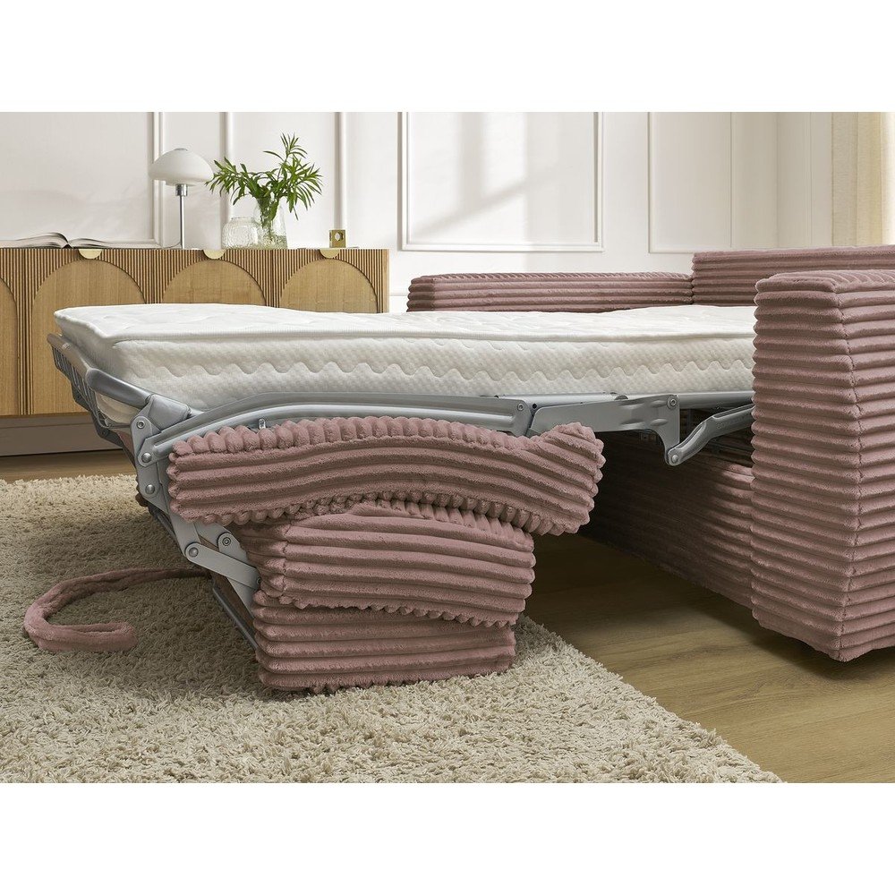Różowa sztruksowa rozkładana sofa do spania 240 cm Hugo – Bobochic Paris (zdjęcie 4)
