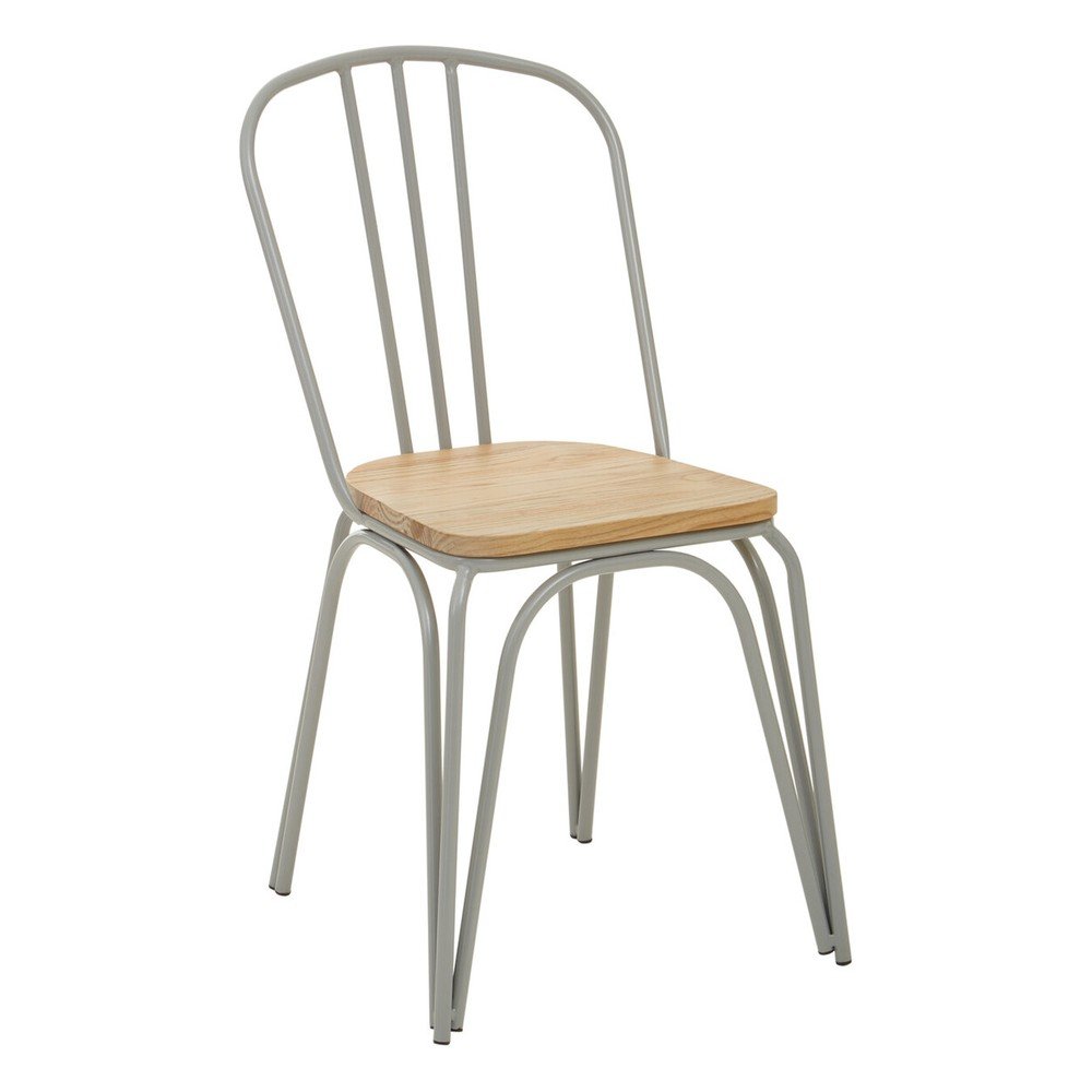 Szare/w naturalnym kolorze krzesło z litego drewna wiązu District – Premier Housewares