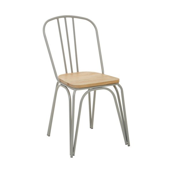 Szare/w naturalnym kolorze krzesło z litego drewna wiązu District – Premier Housewares